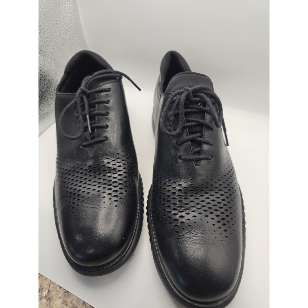 COLE HAAN ZERØGRAND Laser Wingtip Men's Black Oxford Shoes US 10M